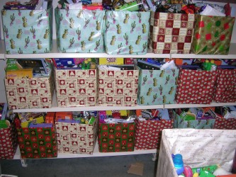 Hampers in storage ready to go out